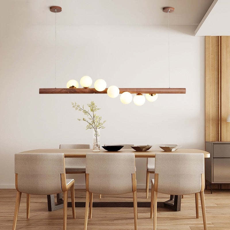 Valentina Pendant Light Bubble, Wood & Glass