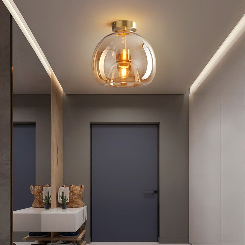 Sanna Semi-Flush Mount Ceiling Light 4 Style, Copper & Glass