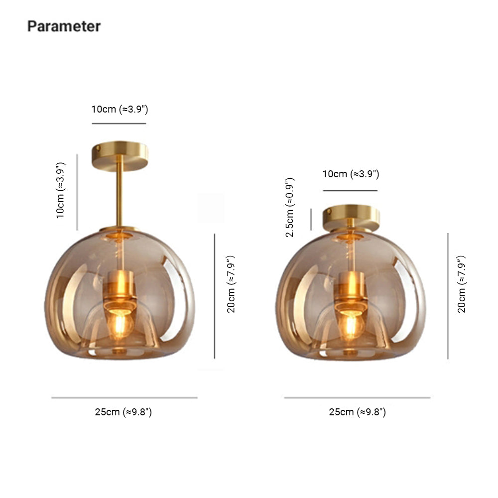 Sanna Semi-Flush Mount Ceiling Light 4 Style, Copper & Glass