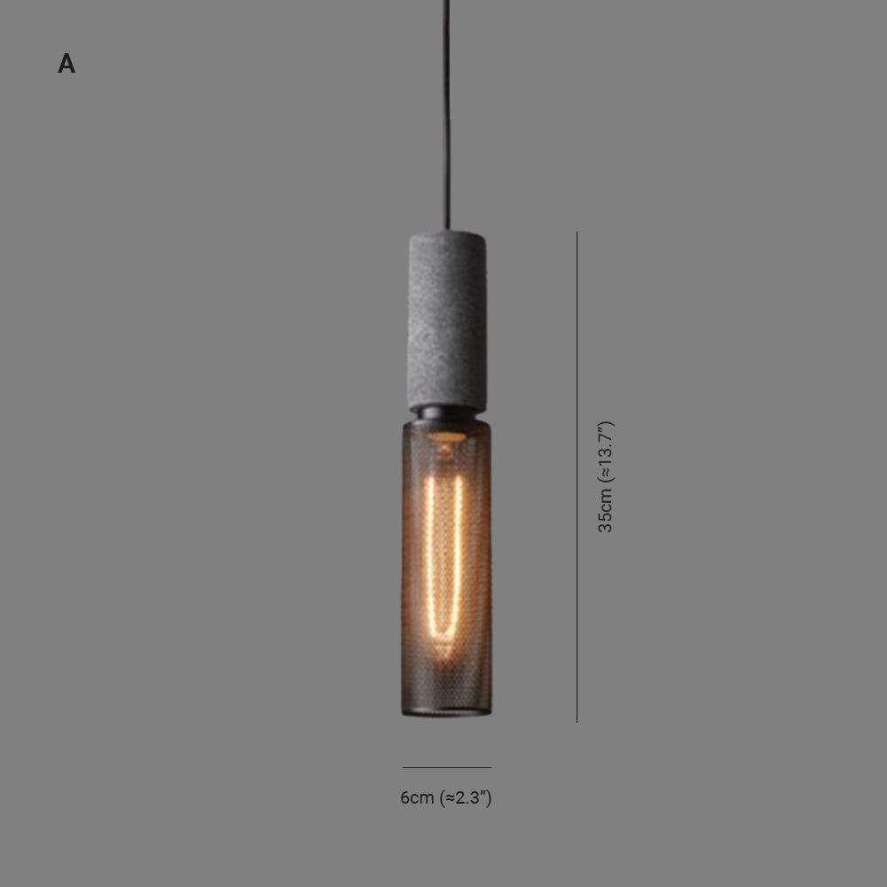 Zaid Industrial Pendant Light, 6 Style, Cement & Metal