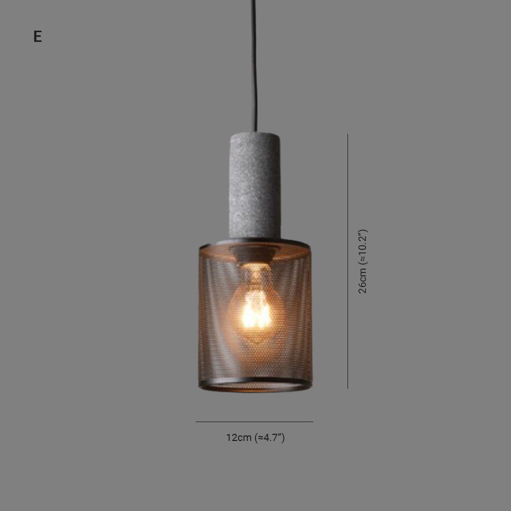 Zaid Industrial Pendant Light, 6 Style, Cement & Metal