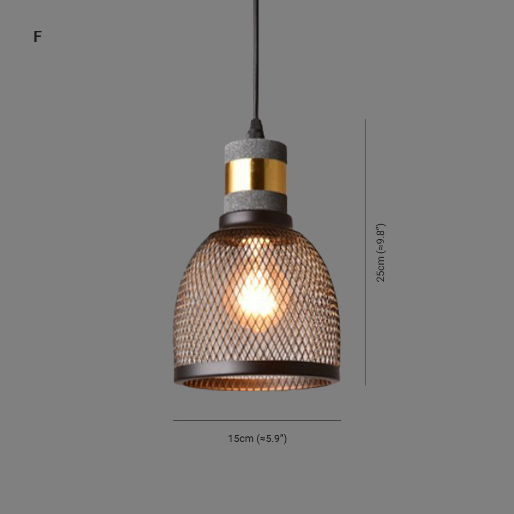 Zaid Industrial Pendant Light, 6 Style, Cement & Metal