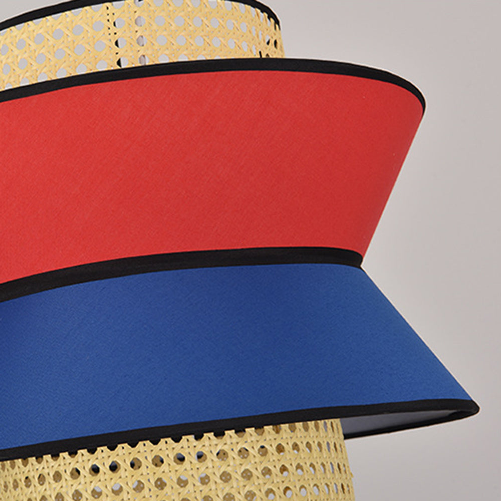 Ritta Rattan Pendant Light, Orange & Dark Blue, Dia 35/45cm